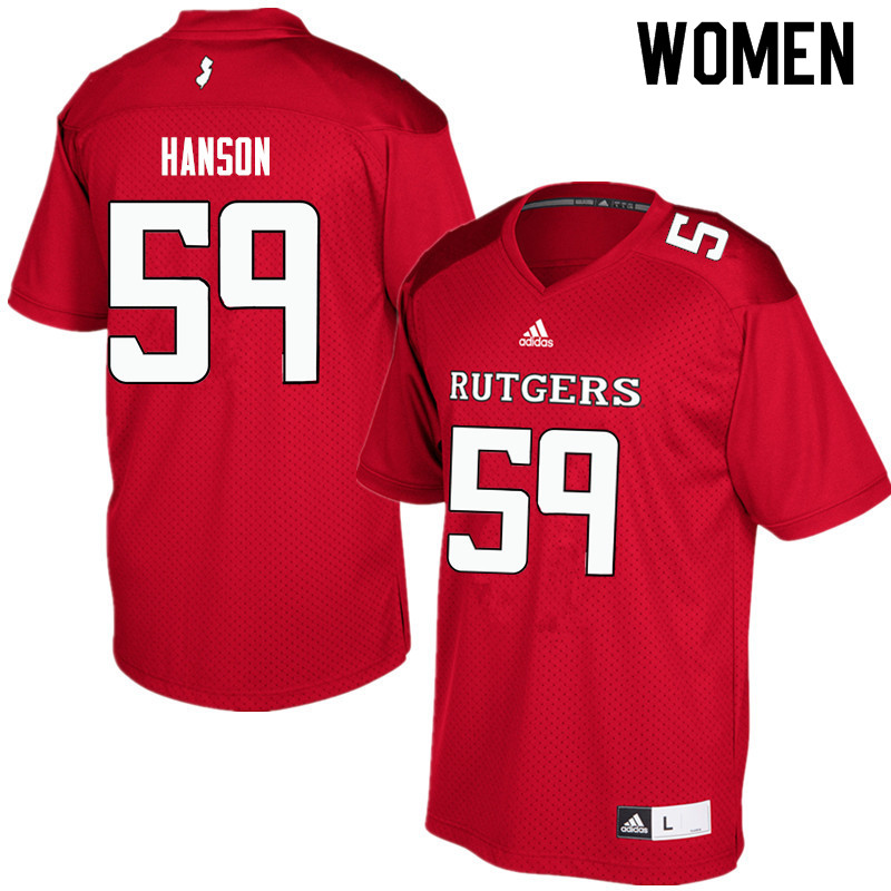 Women #59 CJ Hanson Rutgers Scarlet Knights College Football Jerseys Sale-Red